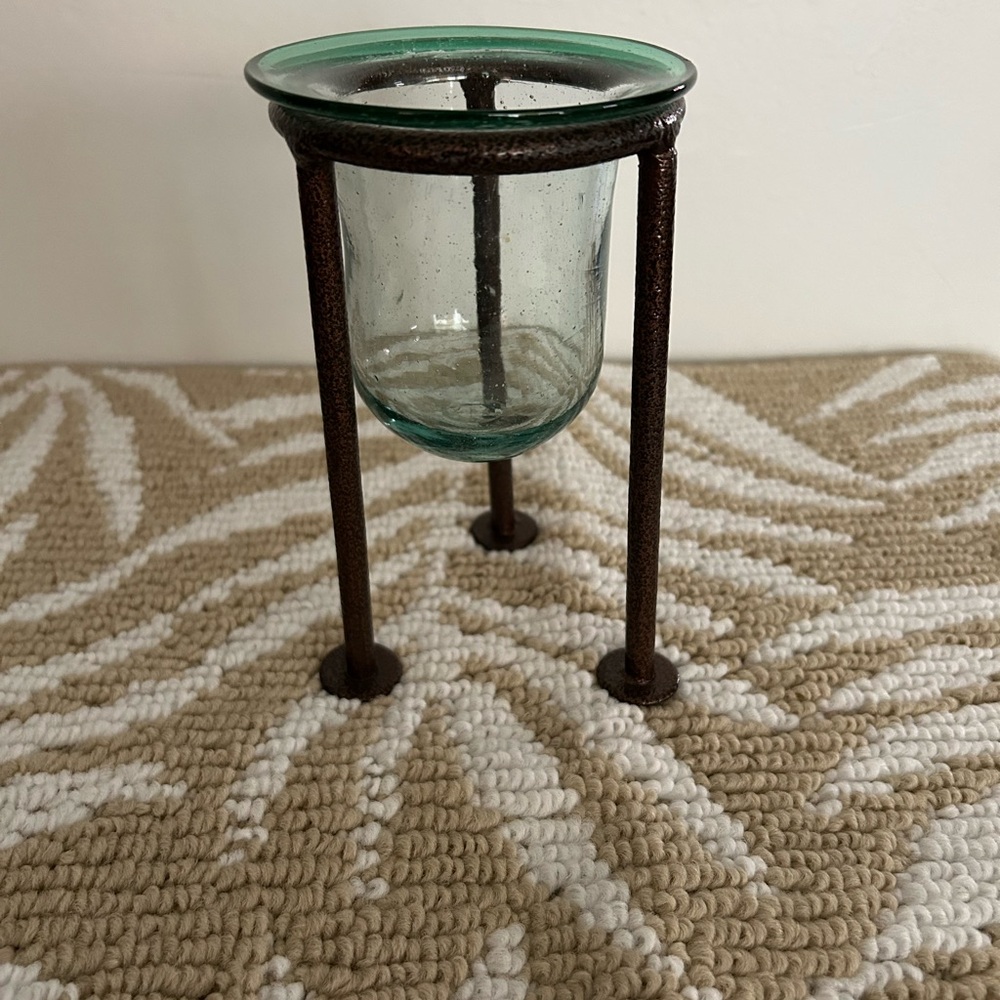 Elegant Glass and Metal Candle Holder